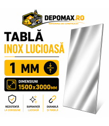 Tabla inox lucioasa BA, 1 x 1500 x 3000 mm, 4.5 mp Tabla inox lucioasa BA, 1 x 1500 x 3000 mm, 4.5 mp